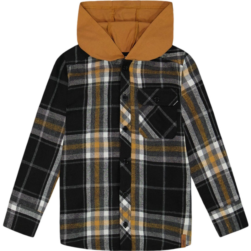 Hooded Plaid Button-Down Flannel Shirt - Big Kids