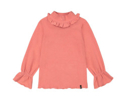 Super Soft Brushed Ribbed Frilled Mock Neck Top - Big Girls