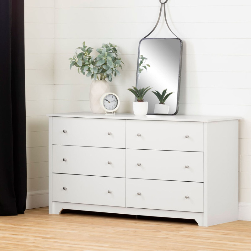 Vito 6-Drawer Double Dresser - Solid White