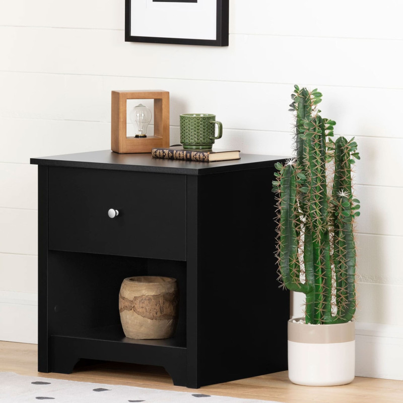 Vito 1 Drawer Nightstand - Solid Black