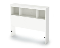 Litchi Bookcase Single Headboard - Solid White