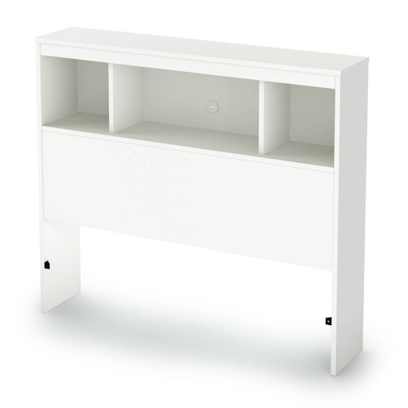 Litchi Bookcase Single Headboard - Solid White