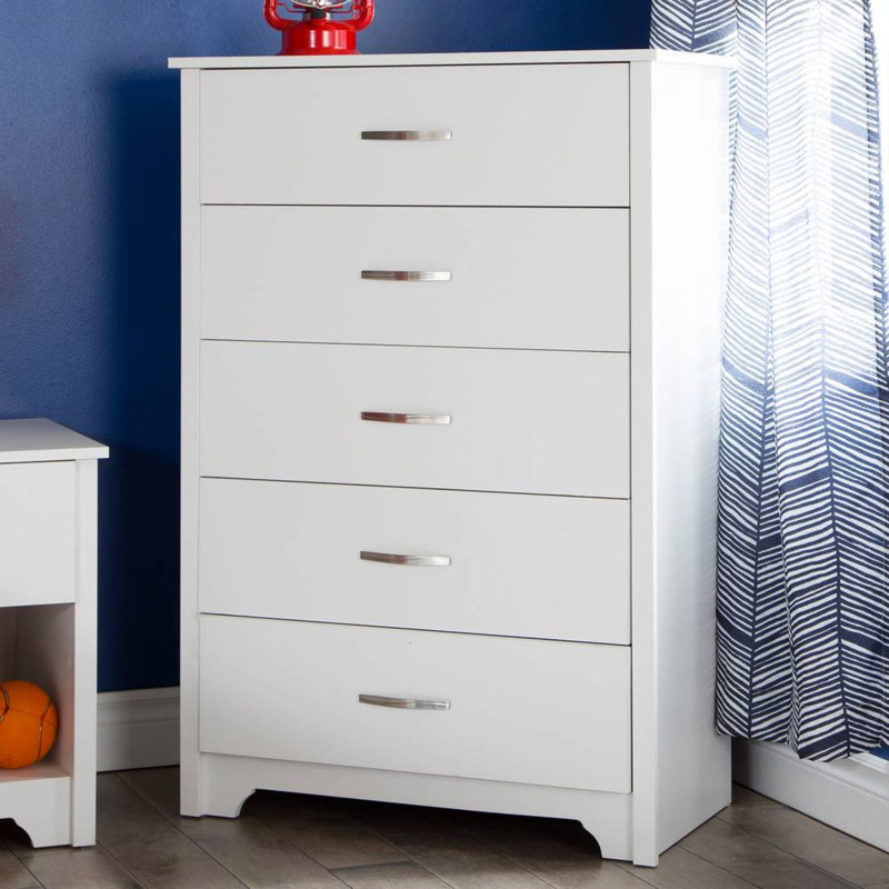 Fusion 5 Drawer Chest - Solid White