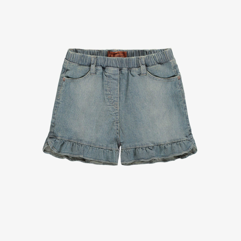 Relaxed fit short in railroad stretch denim, medium blue, child