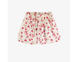 Fluid loose fit cream short with a print in viscose, child