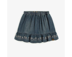 Light denim short skirt with flower embroidery, child