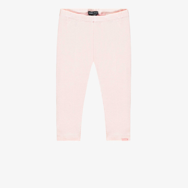 Light pink ¾ length legging in ribbed knit, child