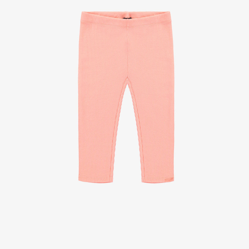 Light pink ¾ length legging in ribbed knit, child