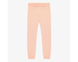 Long peach knit legging with pointelle, child