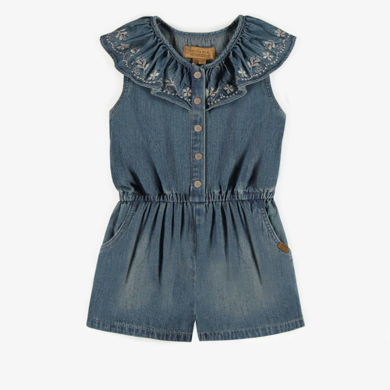 Short one piece of relaxed fit in light denim, child