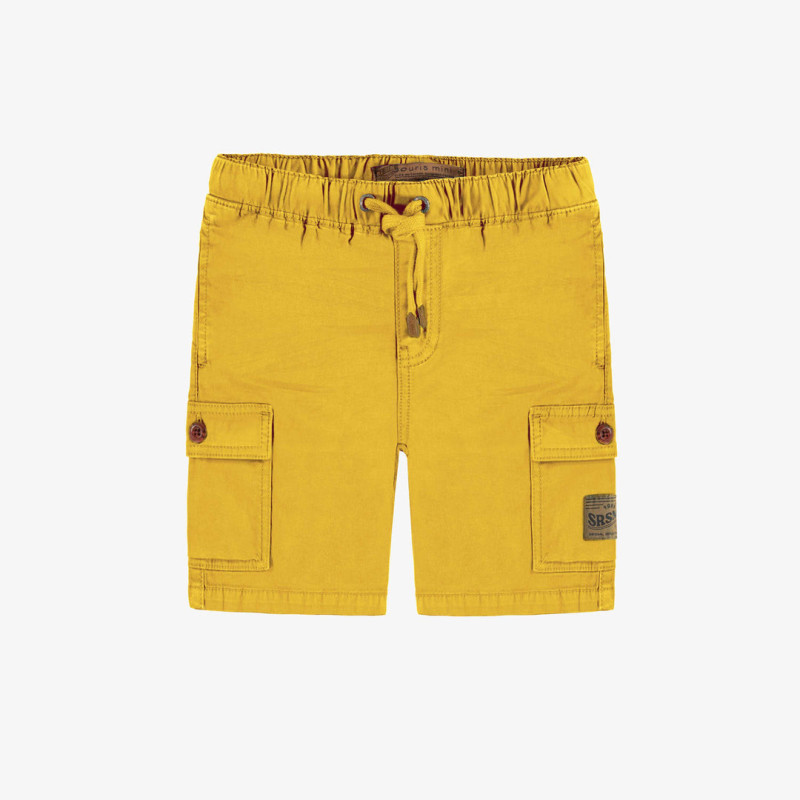 Regular fit yellow short in stretch twill, child