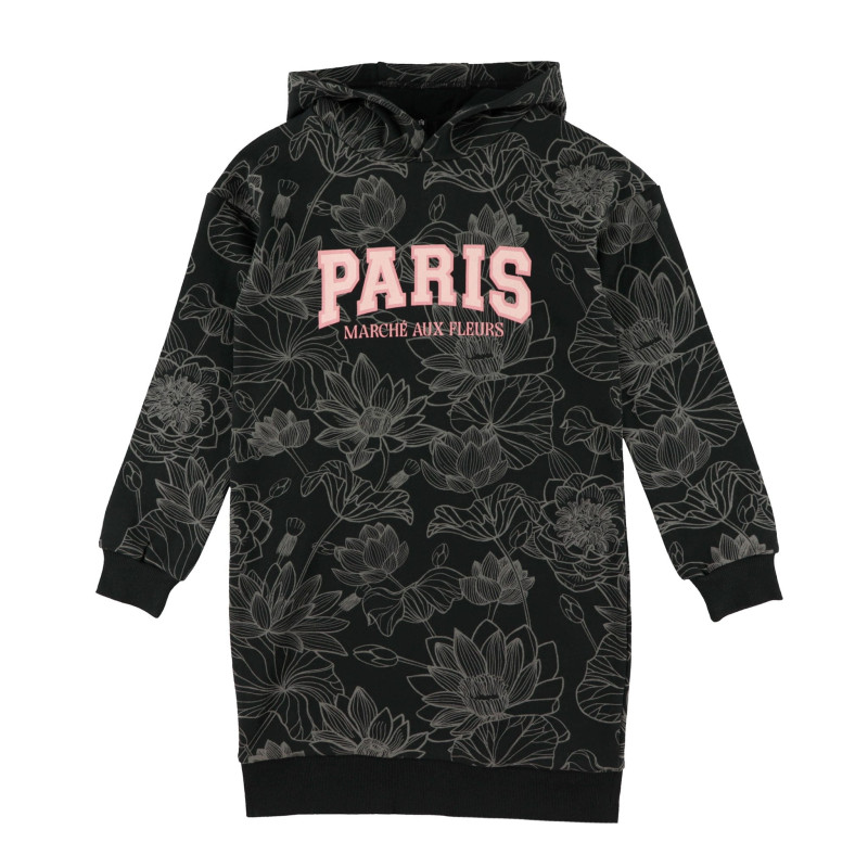 Paris Print Hooded Dress, 7-14 years