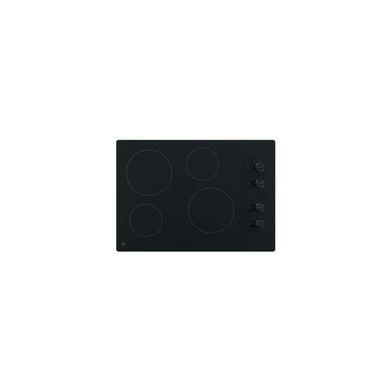 30" Built-in Electric Cooktop, with 4 Radiant Burners, Black, GE® Appliances JP3030DWBB