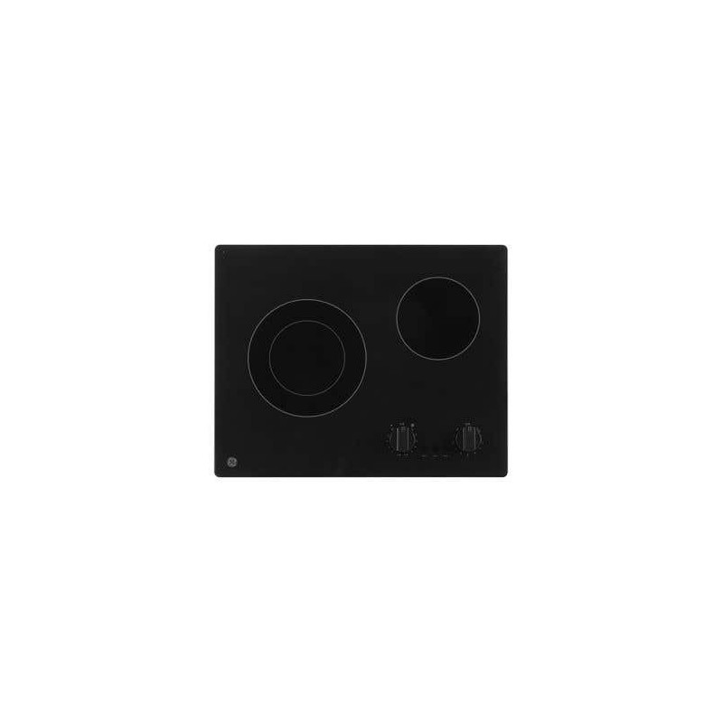 21" Built-in Electric Cooktop, with 2 Radiant Burners, Black, GE® Appliances JP3021DPBB