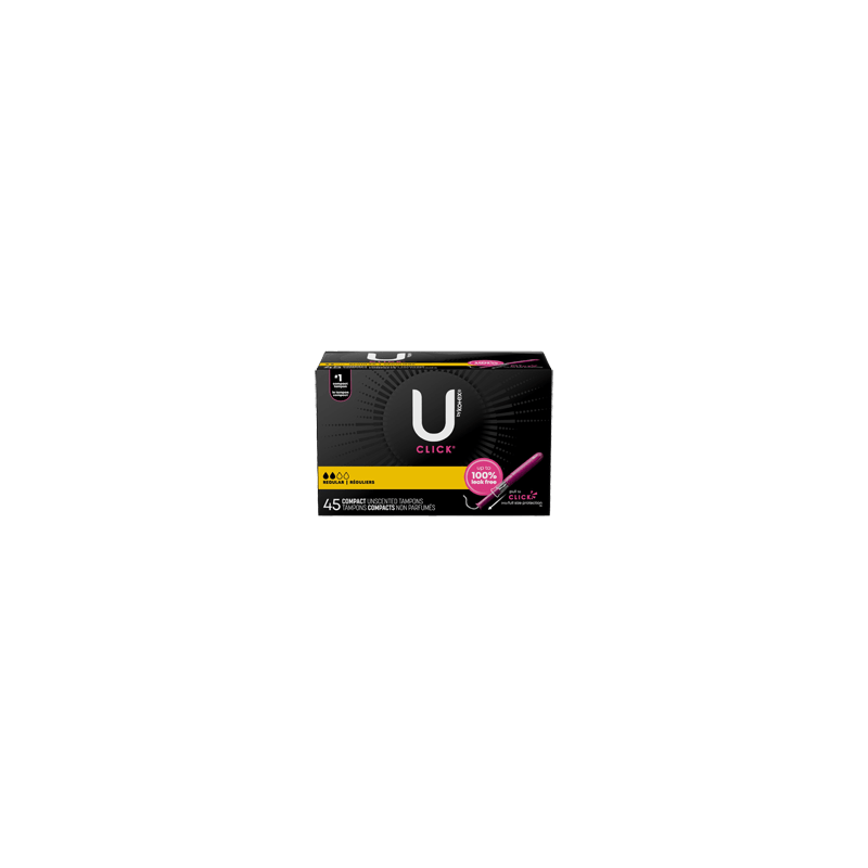 U BY KOTEX Click tampons compacts, régulier, 45 unités