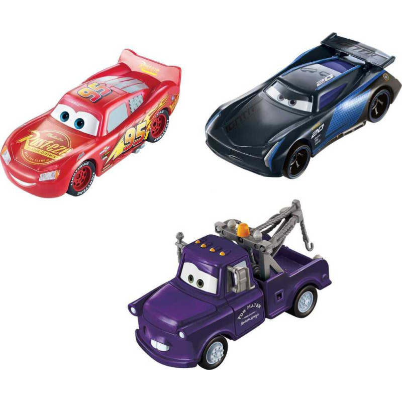 Disney Pixar Cars - Pack de 3 véhicules Color Changers -Lightning McQueen, Mater & Jackson Storm