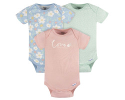 Gerber Childrenswear    Lot de 3 body manches courtes Fleurs