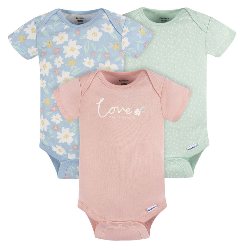 Gerber Childrenswear    Lot de 3 body manches courtes Fleurs