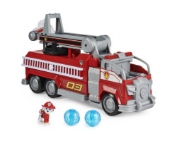 PAW Patrol, Transforming City Firetruck de Marcus tiré du film, avec échelle télescopique, effets sonores et lumineux et figuri