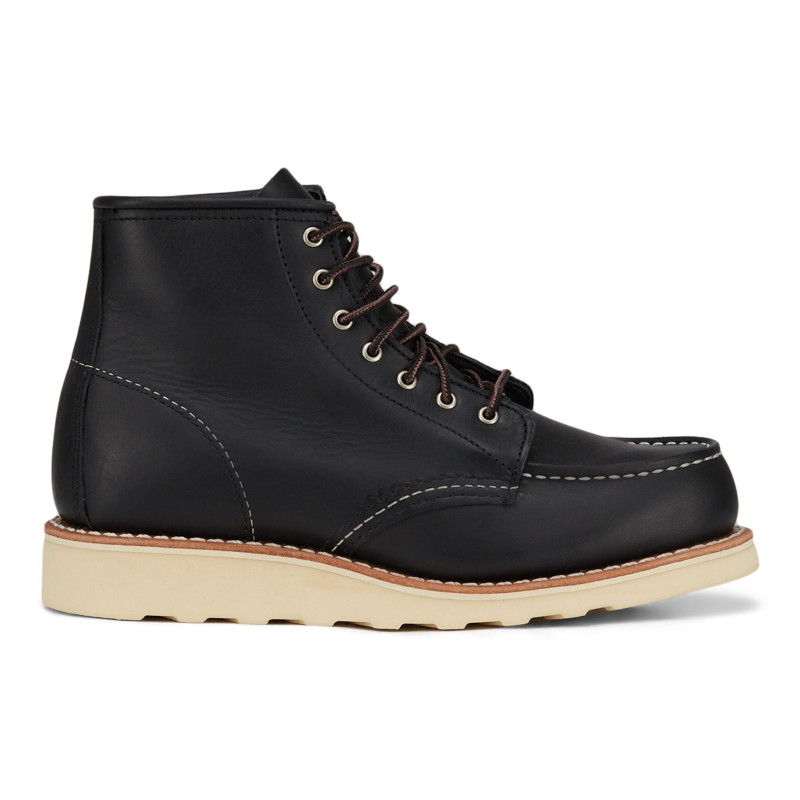 Classic Moc 6-inch Black Boundary Leather Boots - Women's