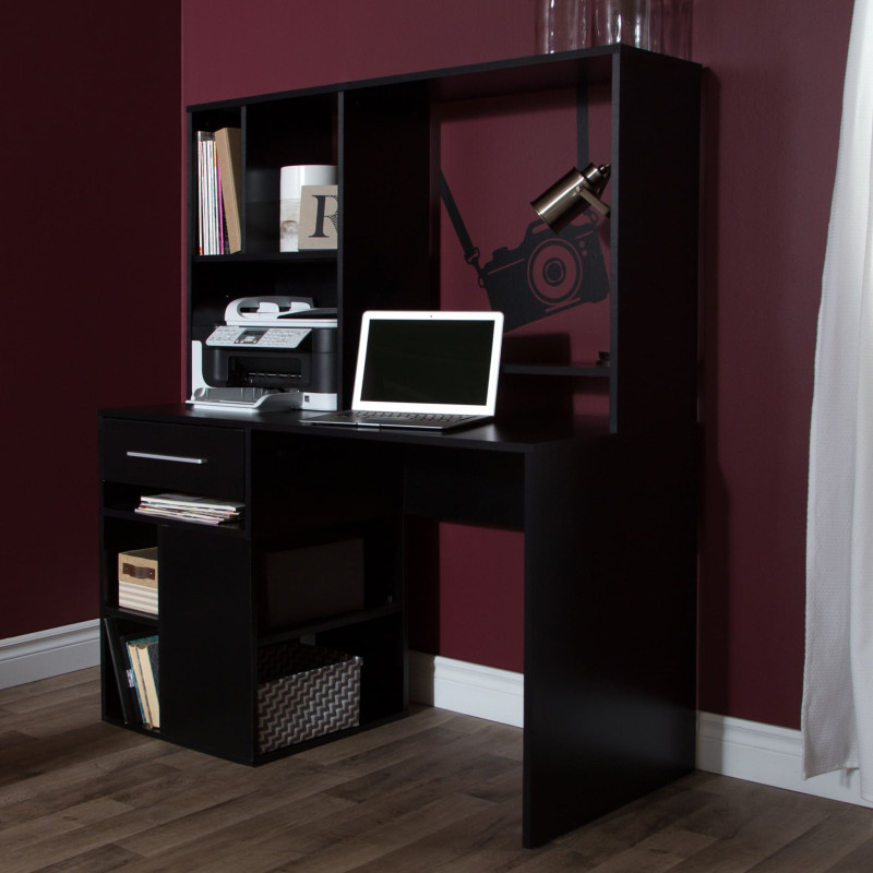 Computer Work Desk - Solid Black Annex