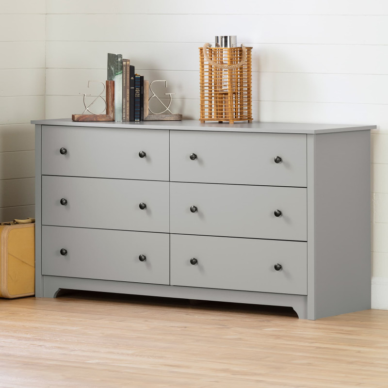 Double Desk 6 Drawers - Vito Light Gray