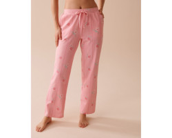 Pantalon de pyjama en coton à fleurs roses