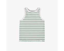 Fitted camisole with white and sage green stripes in stretch rib knit, child