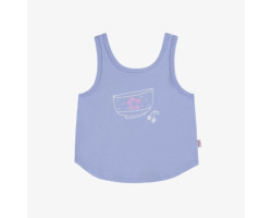 Lavender blue tank top with thin straps and a rounded bottom, child