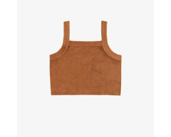 Caramel tank top with a square neck in terry, child