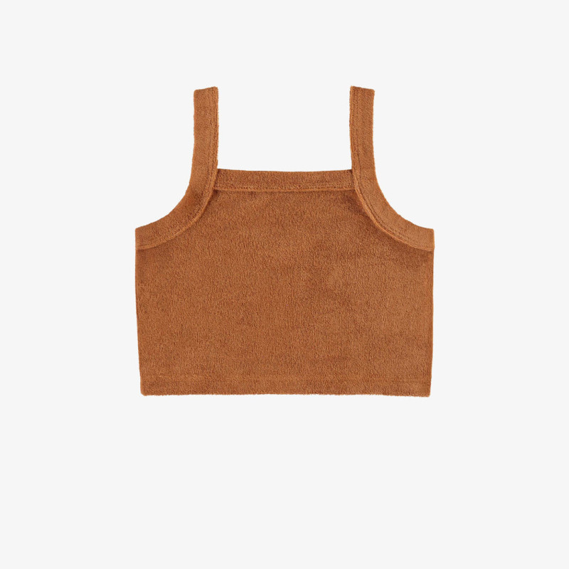 Caramel tank top with a square neck in terry, child