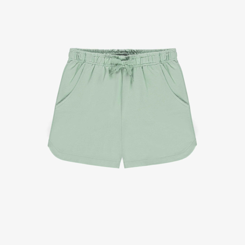 Loose-fitting sage green short in french cotton, child