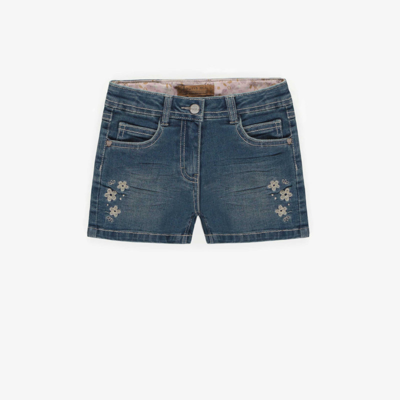 Regular fit short in stretch denim, medium blue, child