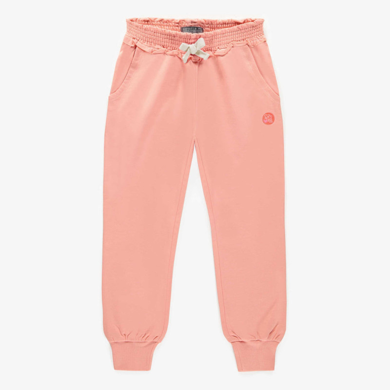 Pink relaxed fit pants in french terry, child