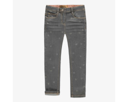 Slim fit pants in stretch denim, dark grey, child