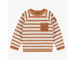 Caramel and cream sweater with long sleeves in terry, child