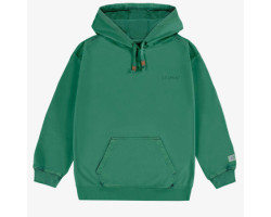 Loose-fitting green hoody...