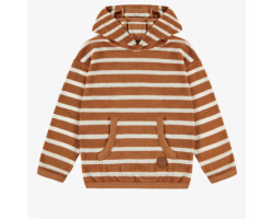 Brown and cream striped hoodie in terry, child