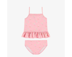 Light pink two pieces swimsuit with sailboat print, child