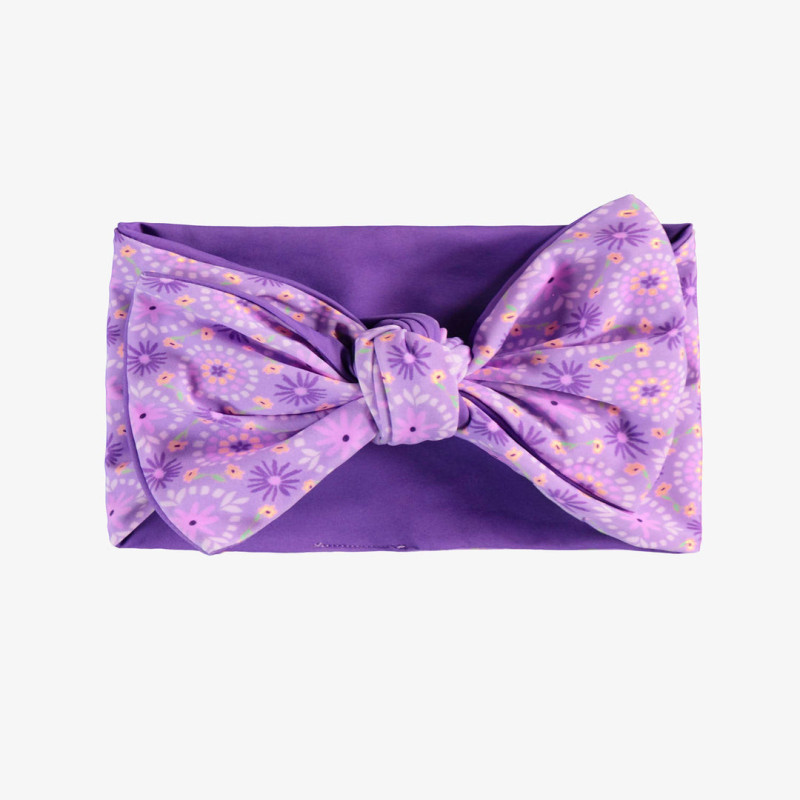 Reversible purple headband with floral print, child