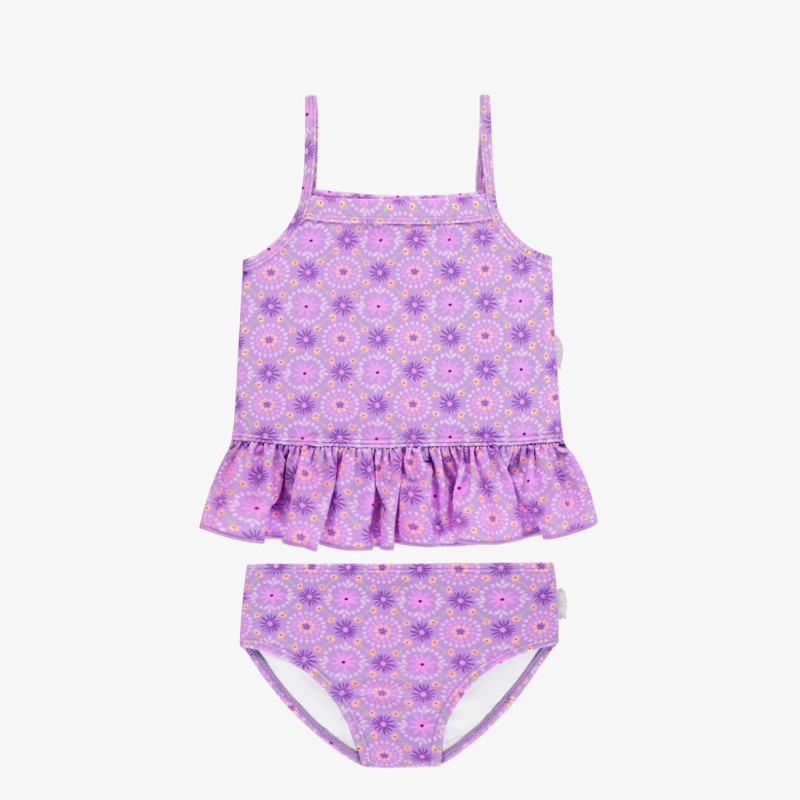 Light purple floral two pieces swimsuit, child