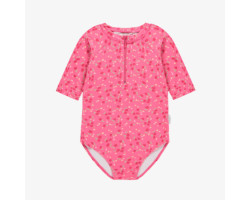 Pink one piece swimsuit with berry print, child