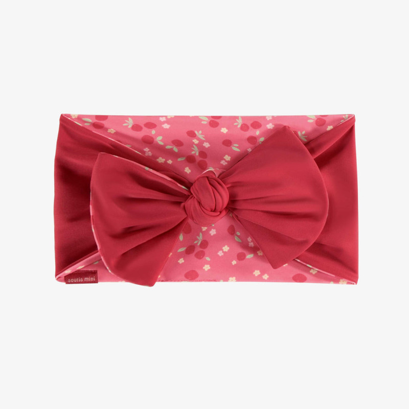 Reversible pink headband with berry print, child