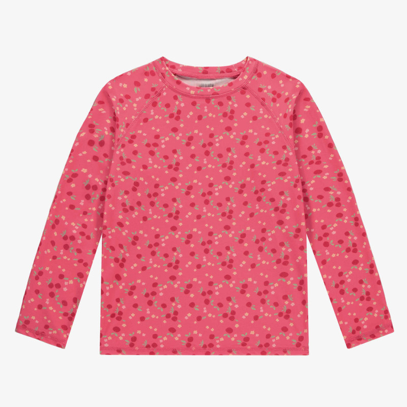 Pink long sleeves swimming t-shirt with berry print, child