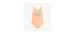 Peach one piece swimsuit with an illustration of butterfly, child