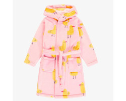 Pink plush dressing gown with duck pattern, child