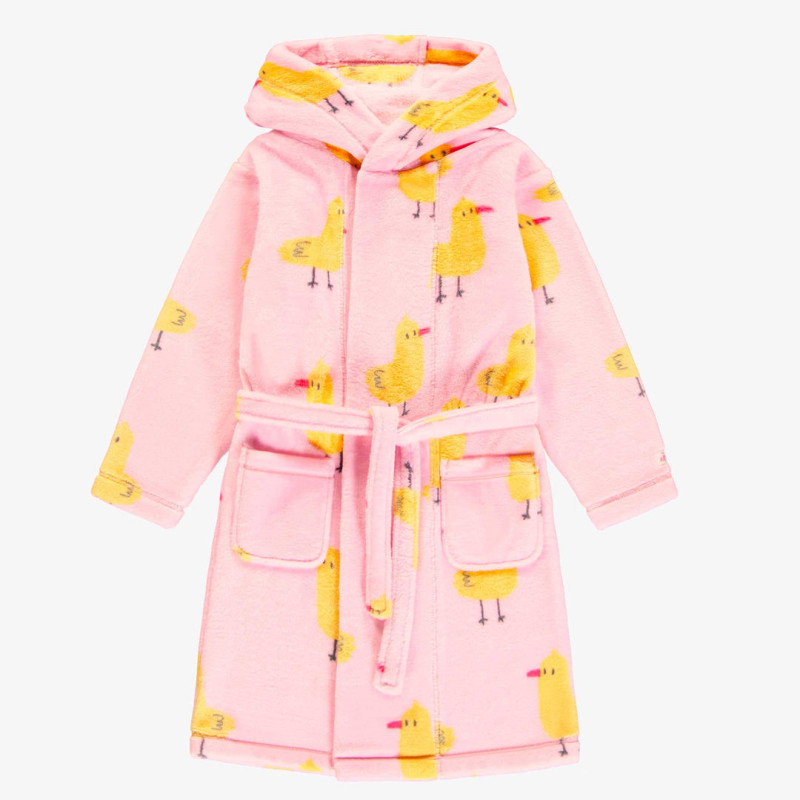 Pink plush dressing gown with duck pattern, child