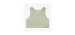 Short sage green camisole with strawberry and cup motifs in stretch cotton, child