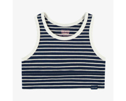 White and blue striped short camisole in stretch coton, child