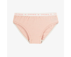 Peach and cream striped bikini panties with print in jersey, child